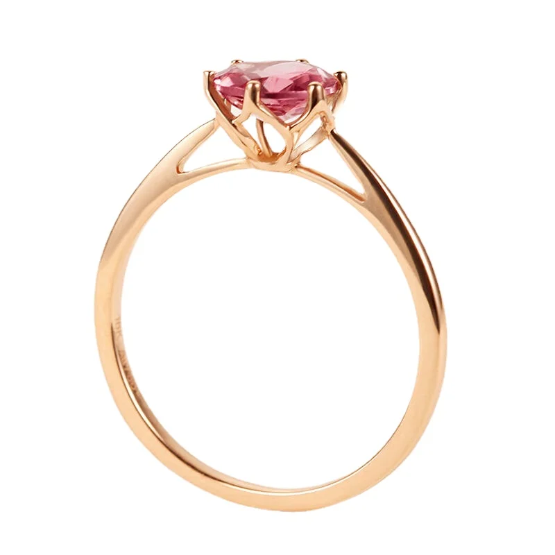 Кольцо принцессы Sle из розового золота с гранатом милое круглое модное простое