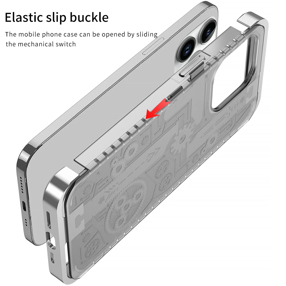 Suitable for iPhone 13/13 Pro/13 Pro Max/14/14 Pro Max/14 Pro cool high-grade metal gear mobile phone case.