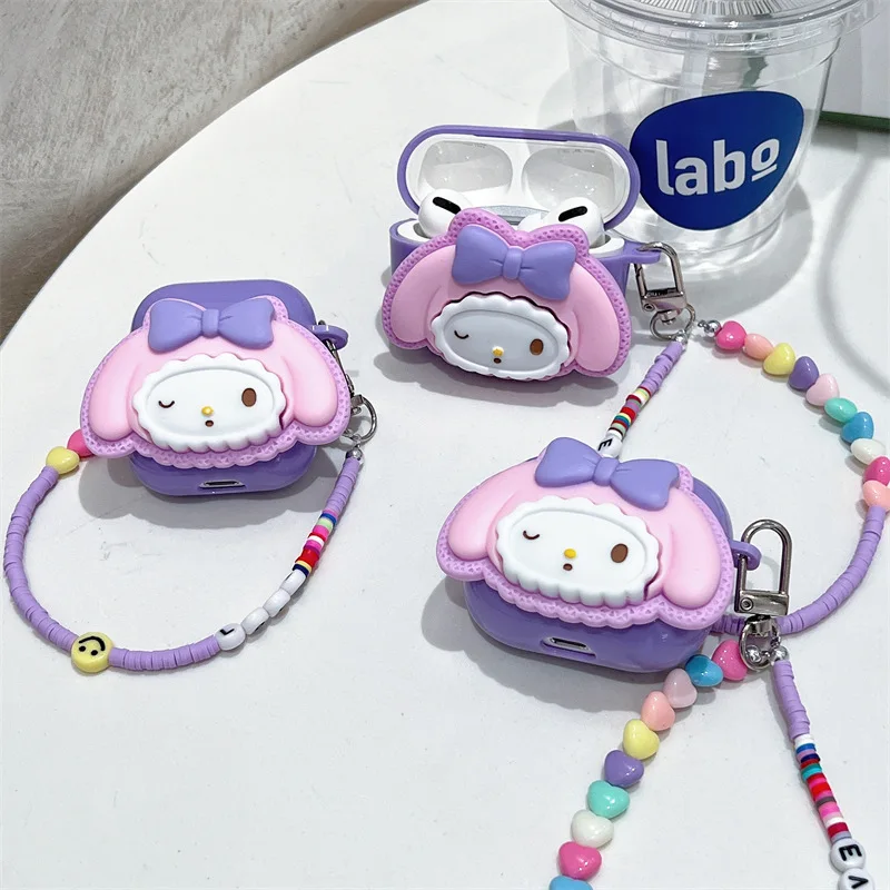 

My Melody Is Suitable for Apple AirPods Pro1/2/3 Generation Bluetooth Wireless Headset Sleeve Cartoon Soft Shell Female Kawaii