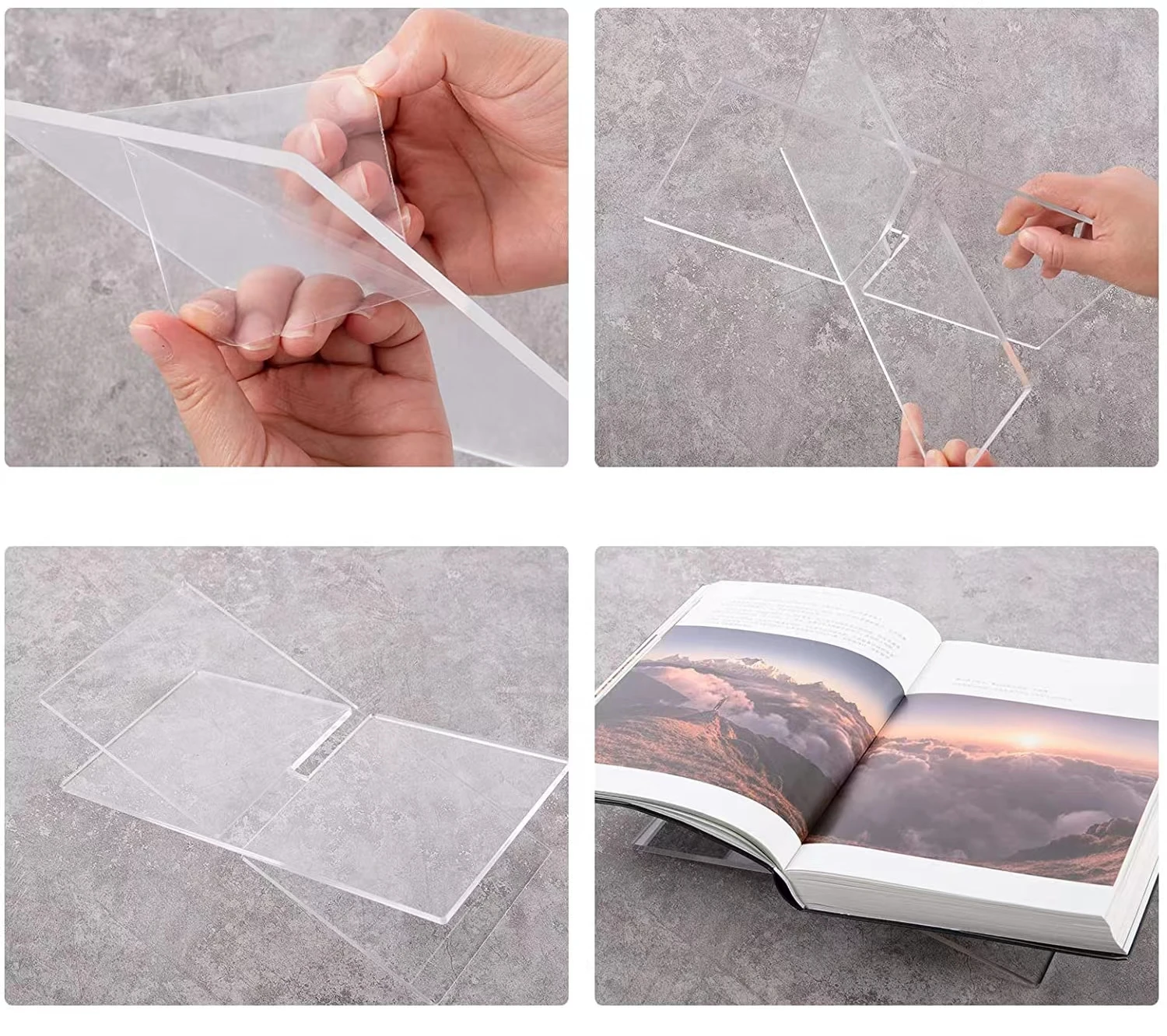 Акриловая прозрачная подставка для книг прочная открывающаяся Подставка стола