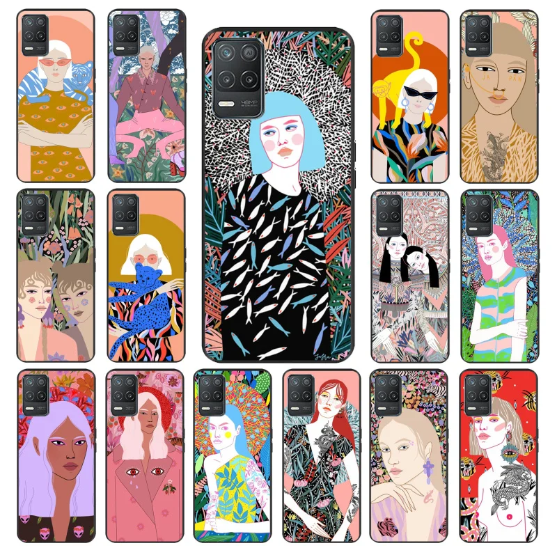 

Women Flowers Russian Phone Case for OPPO Realme 8 76 5 C3 C21 C20 C21Y C11 X50 X3 SuperZoom F19 A94 A74 A91 A53S A54