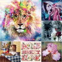 5d diy diamond painting lion girl eagle wolf food flower letter cross stitch kit full drill embroidery mosaic picture home decor