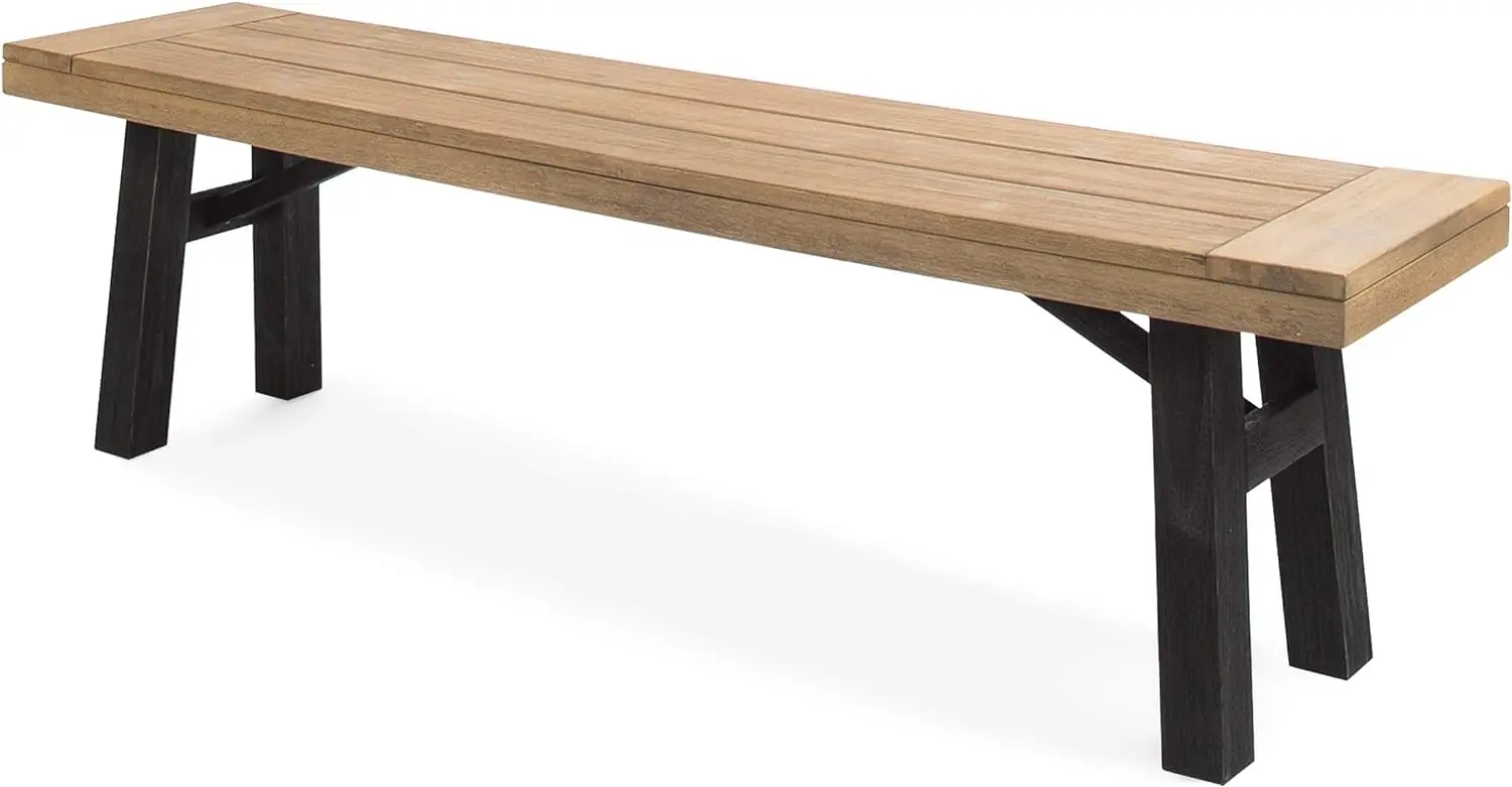 

Outdoor Acacia Wood Dining Bench with Brushed Mahogany Legs, Brushed Grey / Brushed Mahogany