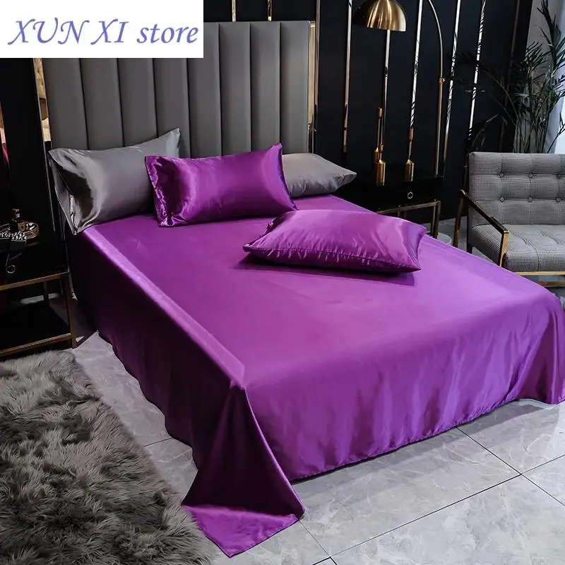 

New 1 pc Flat Bedding Sheets Double/Queen/King Size juego de cama de matrimonio Solid Color PLA Cool Fiber Bed Sheet