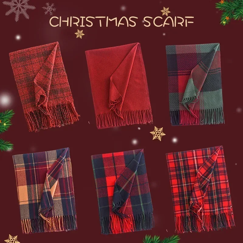 

Neckerchief Winter New Christmas Versatile Luxury New Year Red Scarf Fashion Korean Warm Sunshade Dustproof Shawl Scarf
