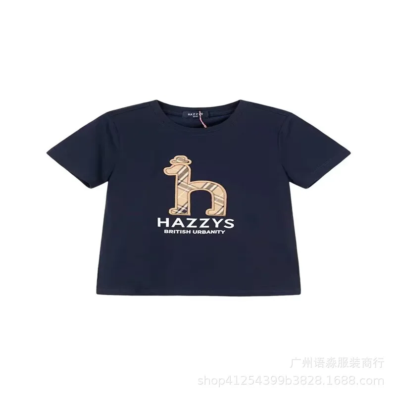 HAZZYS Children's Clothing Boys Short-sleeved T-shirt Summer Clothes 2023 New Casual Comfortable Short-sleeved Tops