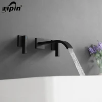 concealed faucet taps dual handle wall mounted bathroom basin sink faucet hot cold water taps basin mixer matte black water taps