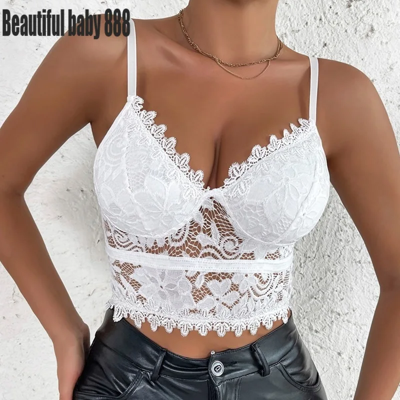 

Floral Bralette Padded Push Up Lace Bras for Women Sexy Lingerie Corset Camis Underwear Wire Free Sheer Bra Crop Tops Brassiere