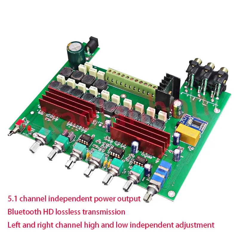 

A600 5.1 channel Bluetooth 5.0 power amplifier board with high and low bass adjustment front stage TPA3116 chip subwoofer 100W