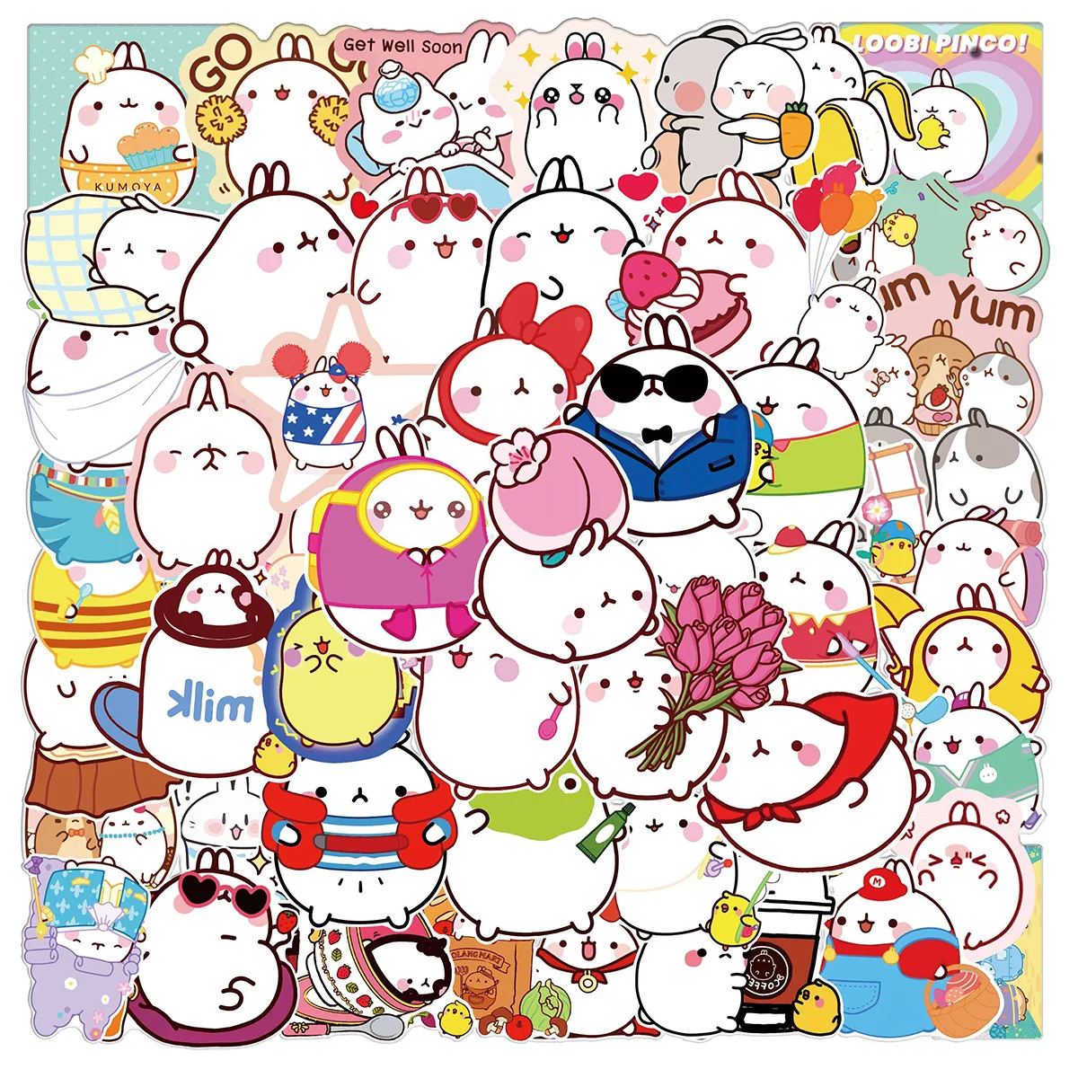 50 шт./компл. Kawaii Molang кролик ПВХ наклейка s Скрапбукинг Diy Журнал Милая эстетика