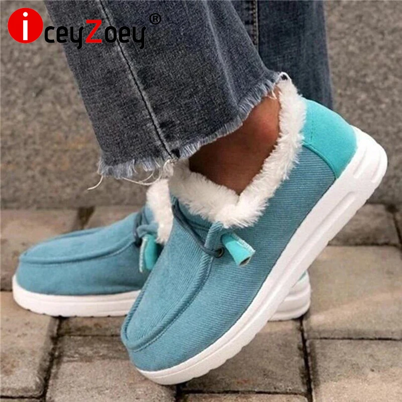 

IceyZoey Ankle Boots For Women Solid Color Winter Warm Shoes Concise Boots Thick Warm Casual Daily 2022 New Footwear Size 36-43