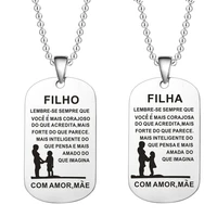 fashion kids necklace stainless steel to my son daughter filho filha love mom dad dog tag military necklace birthday gifts