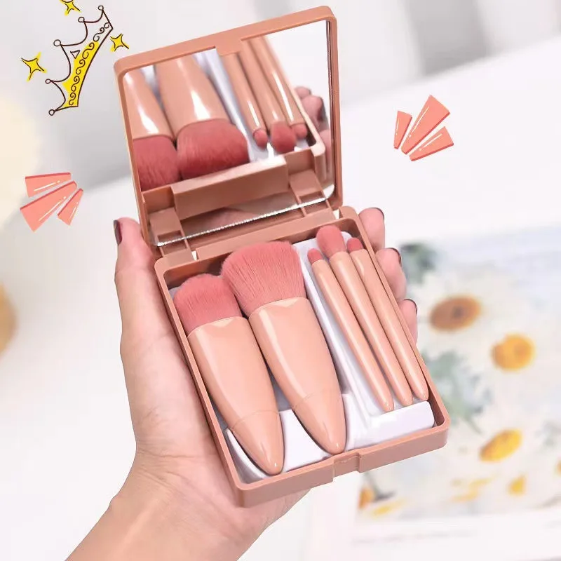 

5Pcs/set Makeup Brushes Blusher Eye Shadow Foundation Blush Portable Professional Multifunction Makeup Brush With Mirror Newest