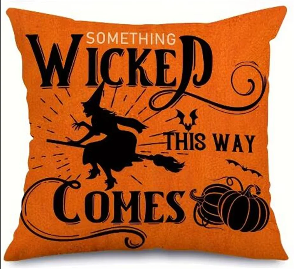 

Льняные чехлы для подушек с принтом Хэллоуин