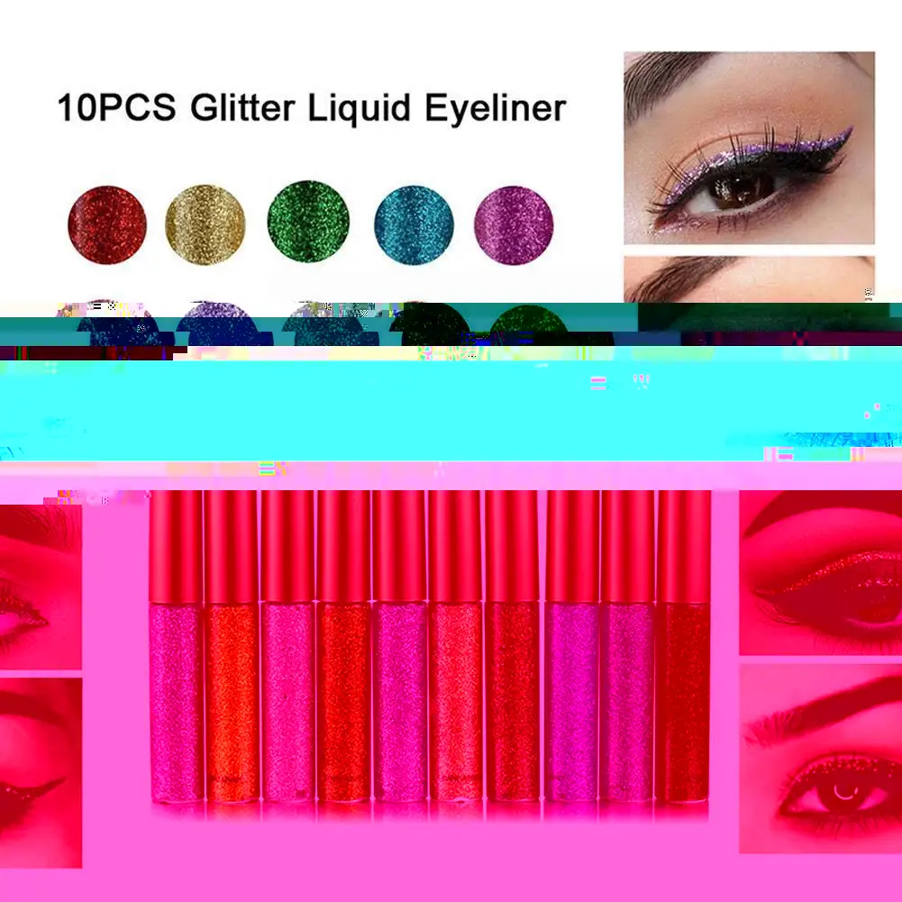 

Handaiyan 10pcs/lot Glitter Liquid Eyeliner Sequin Eyeliner Waterproof Shimmer Cosmetic Eye Liquid Pearlescent Makeup R7a3
