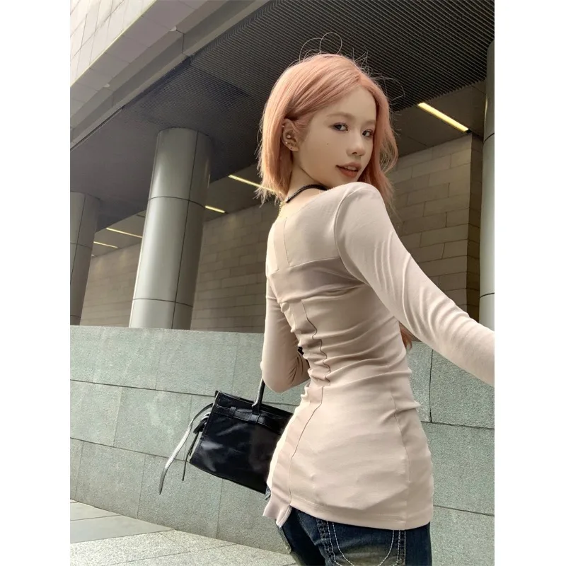 Женская рубашка с длинным рукавом дизайнерская контрастных цветов в стиле