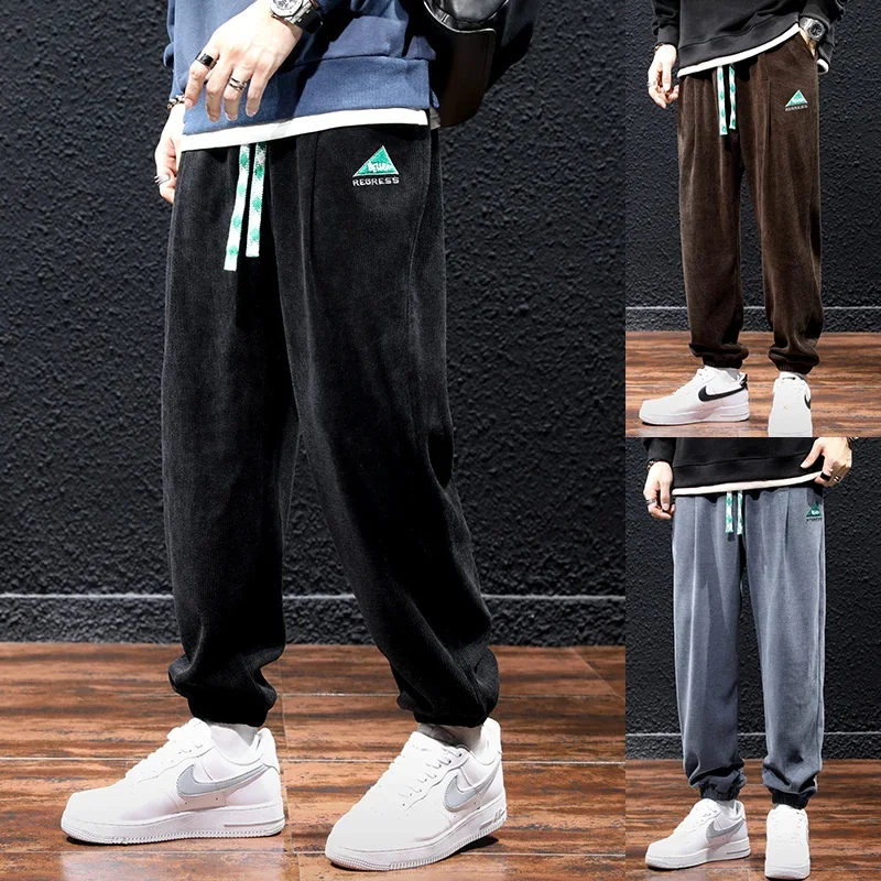 Высококачественные мужские спортивные штаны Atumn модные джоггеры Вельветовая