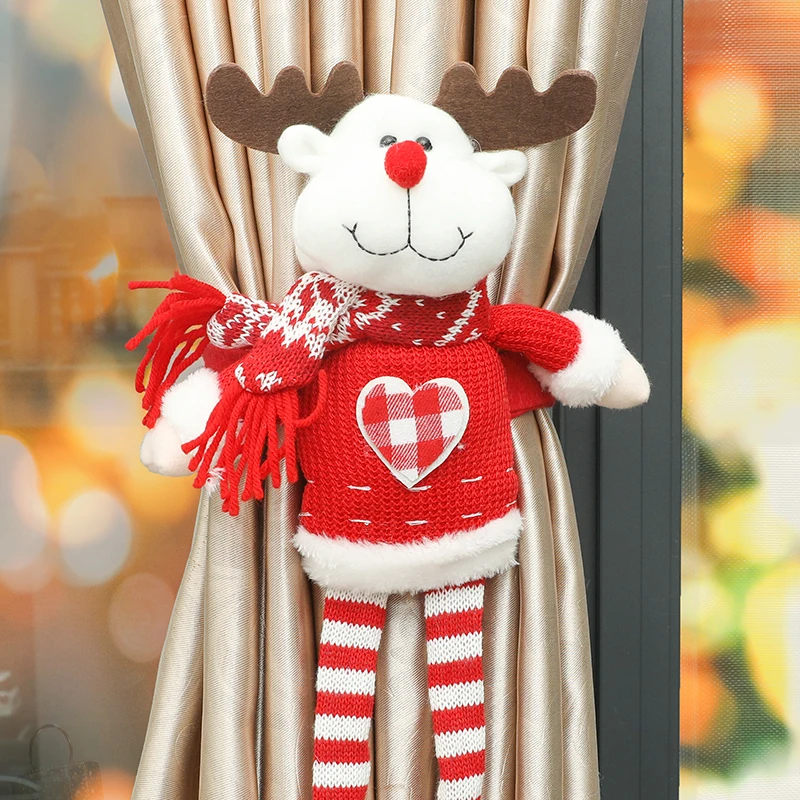 Рождественская кукла пряжка для штор Санта-Снеговик Лось красный белый
