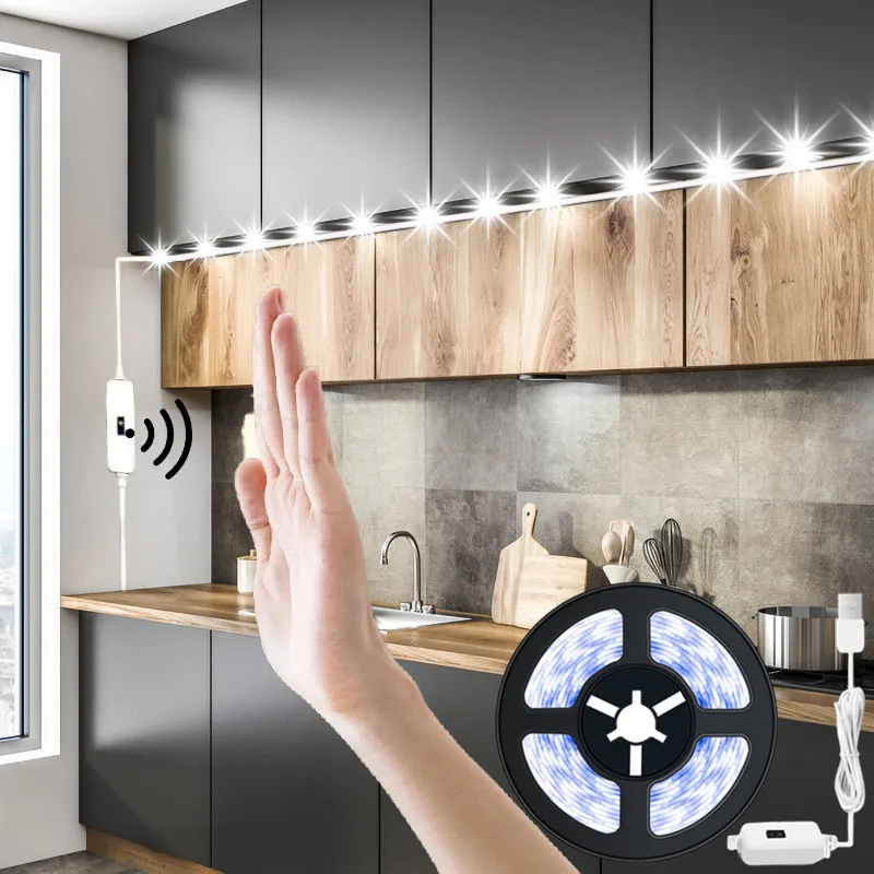 

DC 5V Backlight TV Kitchen Bedroom LED Strip USB Smart Lamp Hand Sweep Waving ON OFF Sensor Lamp Waterproof Under Cabinet Lights