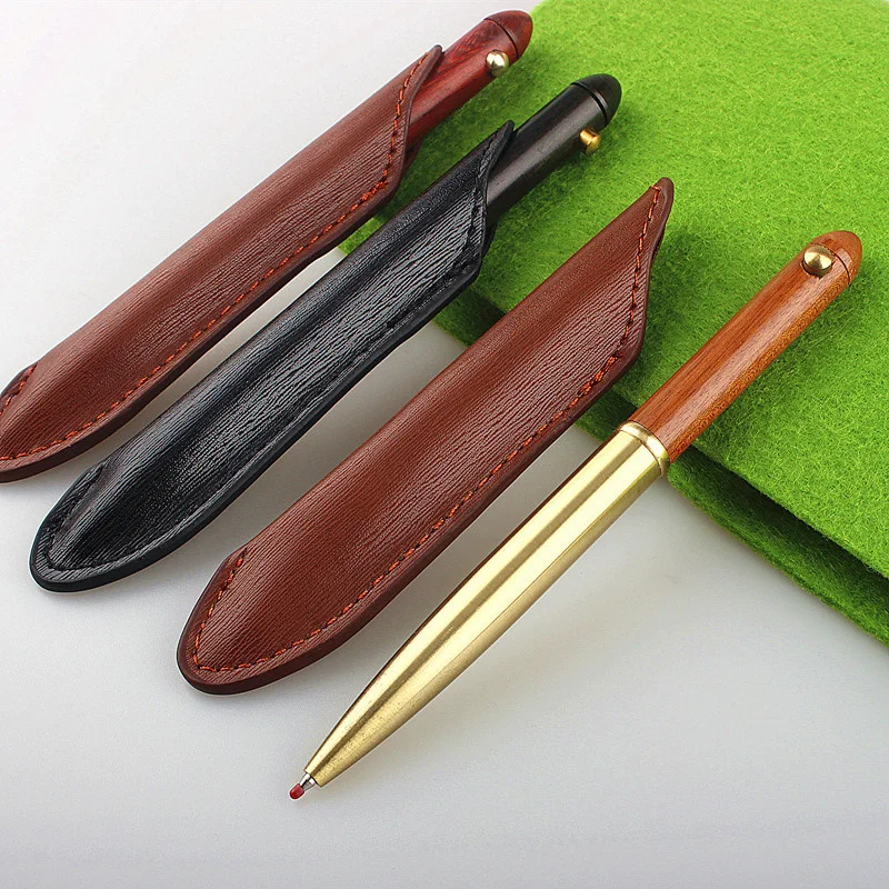 

Fashion Design Pen bag Shape School Student wood bronze Roller Ballpoint Pen High Quality Office Business Pen Genuine Sale