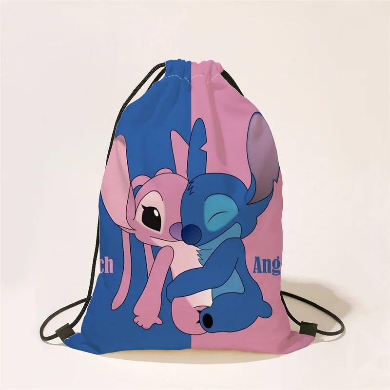 Новый аниме Disney Stitch с принтом персиковой кожи сумка на шнурке Kawaii Lilo студенческий