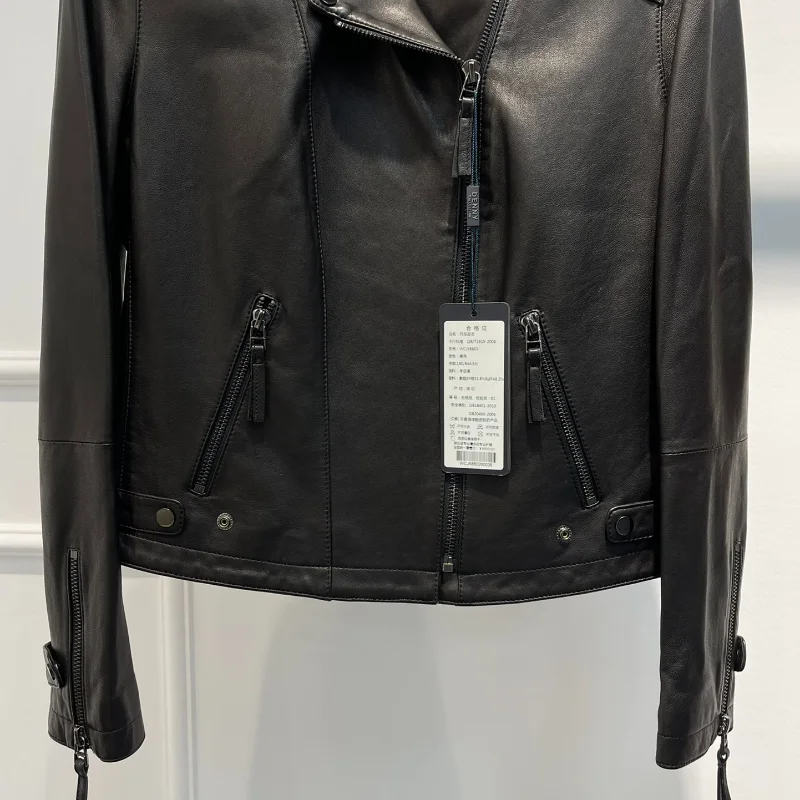 New Arrival Women Fashion Black Leather Jacket Latest 2022 Autumn Top Quality Gothic Vintage Long Sleeve Coat