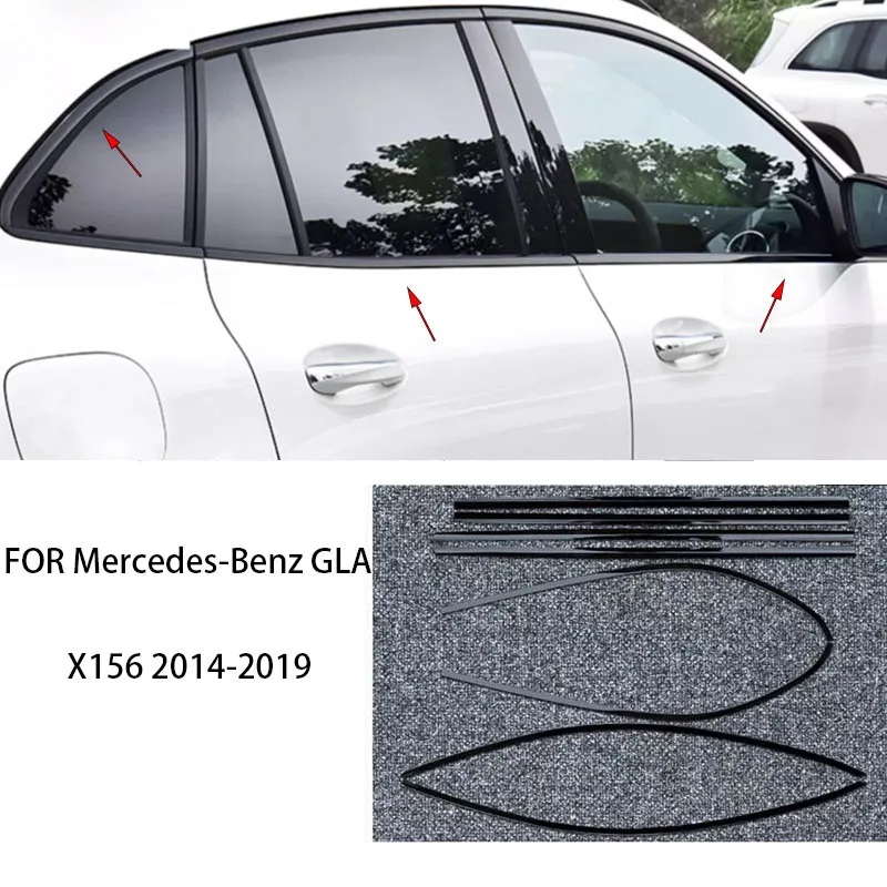

Подходит для Mercedes-Benz GLA X156 14-19 EQA H247 2020-2025, черная нержавеющая сталь, внешняя полоса для молдинга окна, накладка на порог, боковая крышка