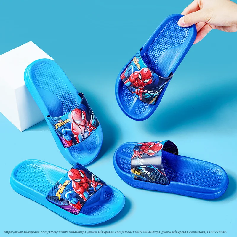Disney Summer Children's Sandals Slippers Non-slip Soft Bottom Cartoon Boys Girls Indoor Household Beach Blue Shoes