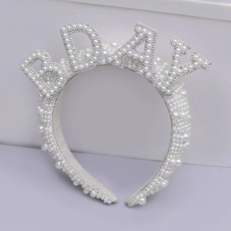 

Pearl birthday headband crown tiara 16th 18th 21st 30th 40th 50th 60th happy birthday party decoration gift present Photo props