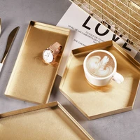 gold light luxury geometric storage tray nordic stainless steel storage plate desktop cosmetics tray and dinner plate tea tray