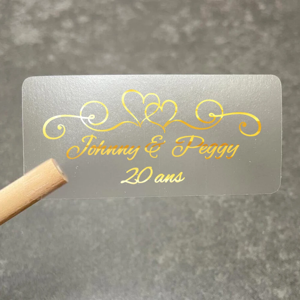 Прямоугольные свадебные наклейки на заказ прозрачные персонализированные с