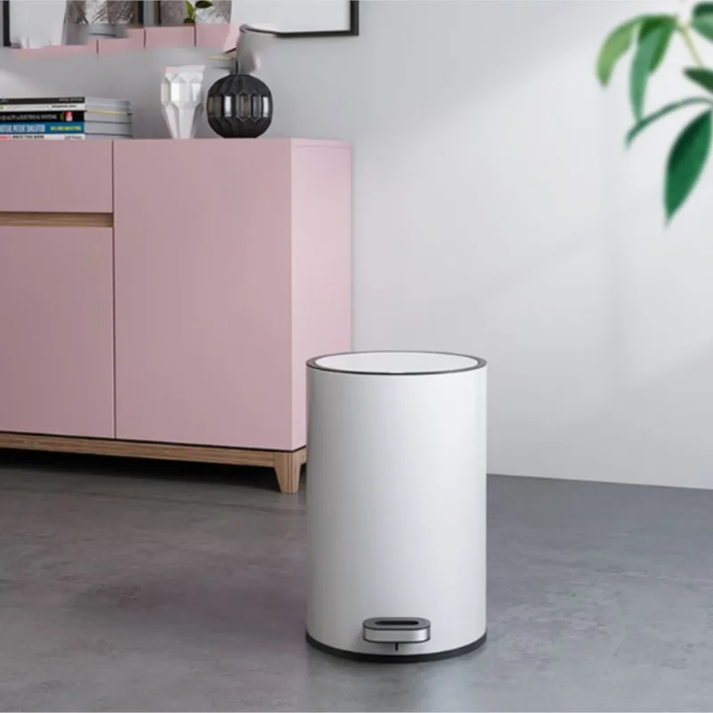 

Creative Nordic Style Stainless Steel Trash Can Household Living Room Toilet Foot Step With Cover Kitchen Toilet Waste BinLFB907
