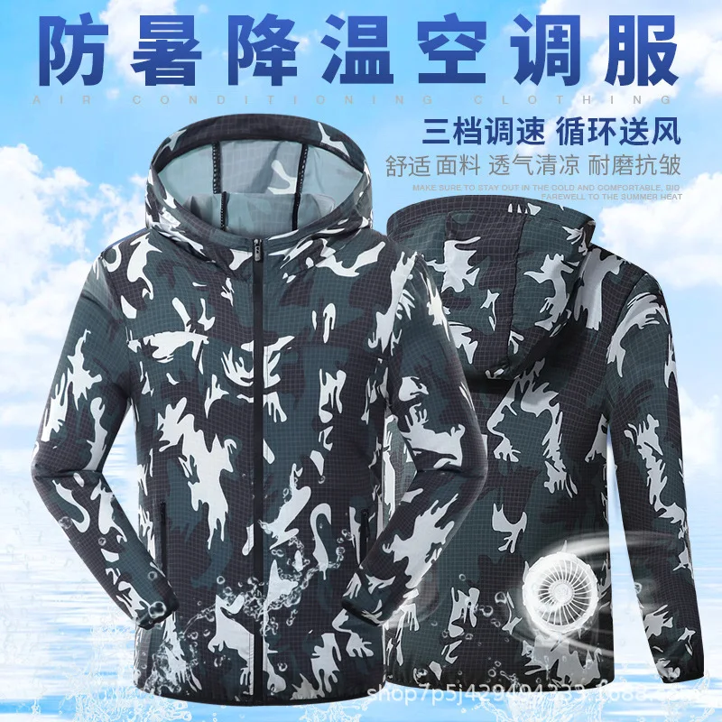 

Summer New Air-conditioned Clothes With Fan Clothes Sunscreen Construction Site Work Clothes Top Men And Women Casual Jogging Cl