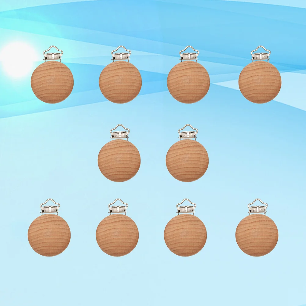 

10PCS Kids Wood Wooden Kids Wooden Wooden Kids Wood Diy Wooden Teether Holders Diy Supplies Pacifier Suspender Clips Round Shape