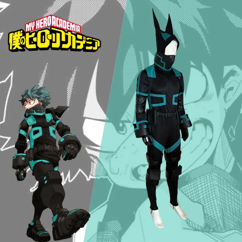 My Hero Academia Hero Season 4 Midoriya Izuku Cosplay Battle Suit World Hero Mission Jumpsuit Anime MHA Uniform Green