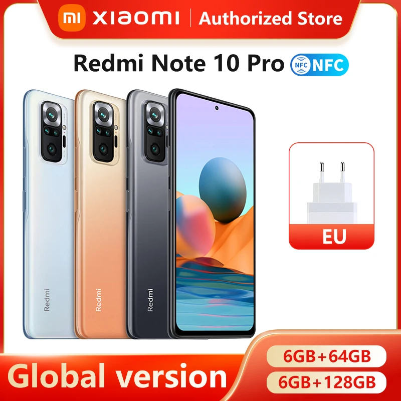 Смартфон Xiaomi Redmi Note 10 Pro NFC 6 ГБ 64 128 Восьмиядерный процессор Snapdragon 732G AMOLED дисплей 67