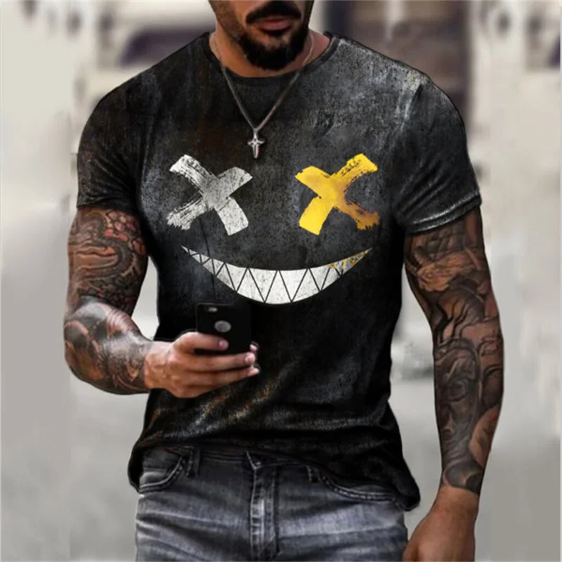 

2022 summer short-sleeved men's street fashion top 3D printing pattern plus size hip-hop style short-sleeved T-shirt