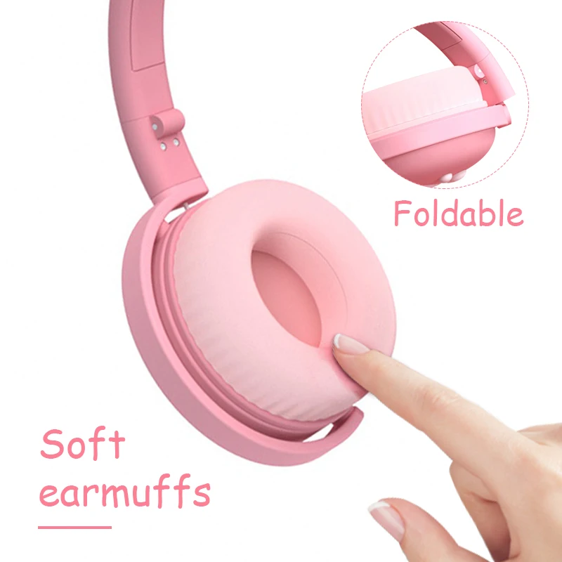 7.1 Stereo Cute Cat Bluetooth Wireless Headphone With Microphone Flashing light Noise Cancel Earphone Music Helmet Girl Kid Gift enlarge