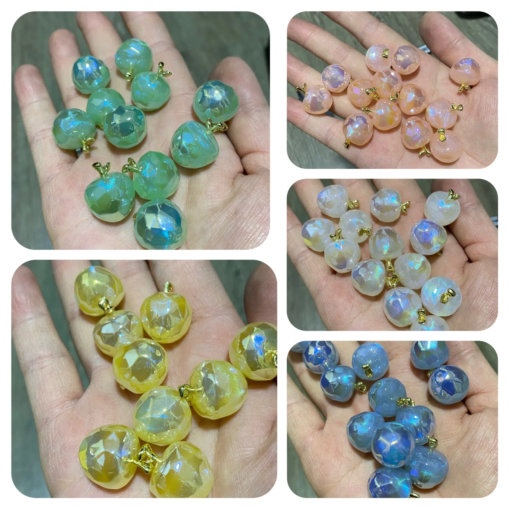 

30 шт./партия, акриловые шармы в форме яблок с цветным принтом