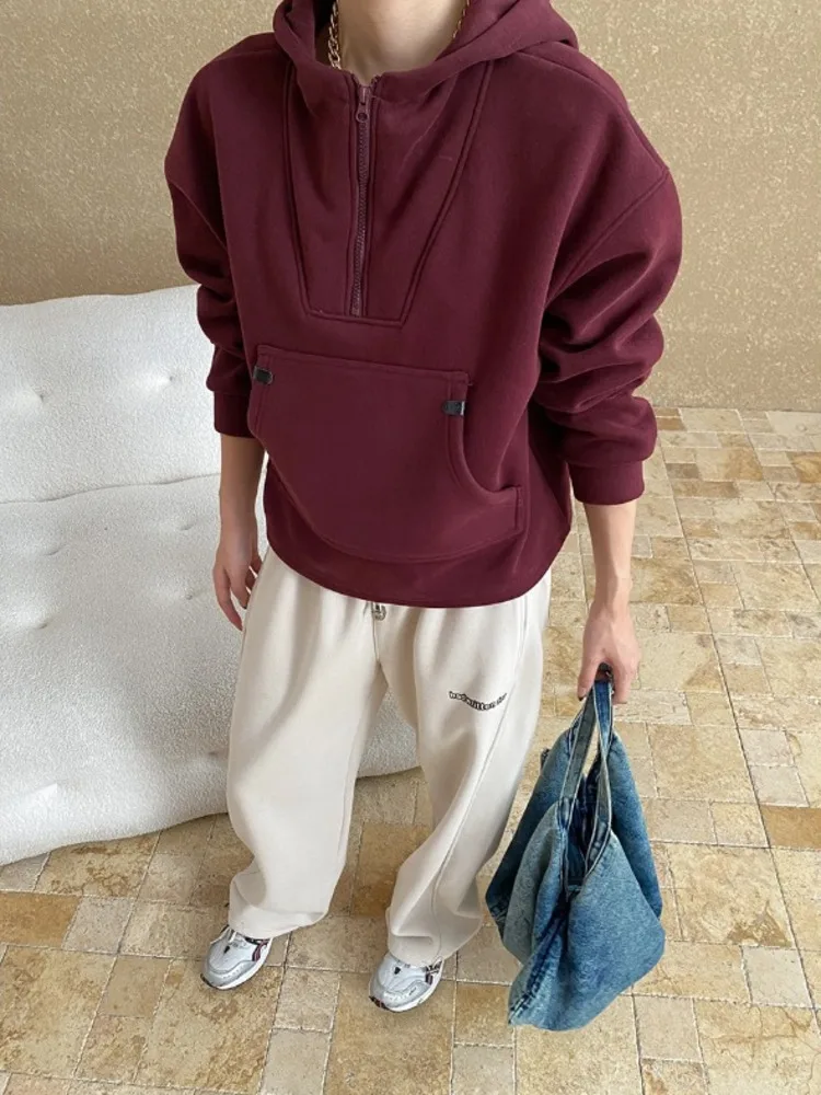 UCXQ модный свитшот Tide японский корейский повседневный с карманом на молнии