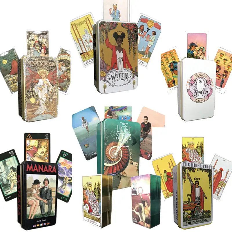 

Full English Modern Witch Tarot And Golden Art Nouveau Tarot And Third Eye Tarot Fate Divination Playing Card Game Tarot Tin Box