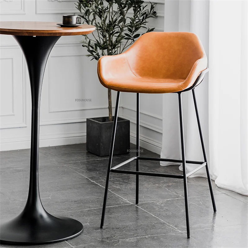 

Nordic Wrought Iron Bar Chair Luxury Home Creative Cafe Counter Bar Stool Simple Leisure High Stool lounge Kitchen Furniture HY