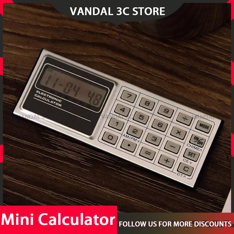 Мини-калькулятор 10 5x4 см Y2k Стиль тысячелетия Киберпанк настоящие древние часы