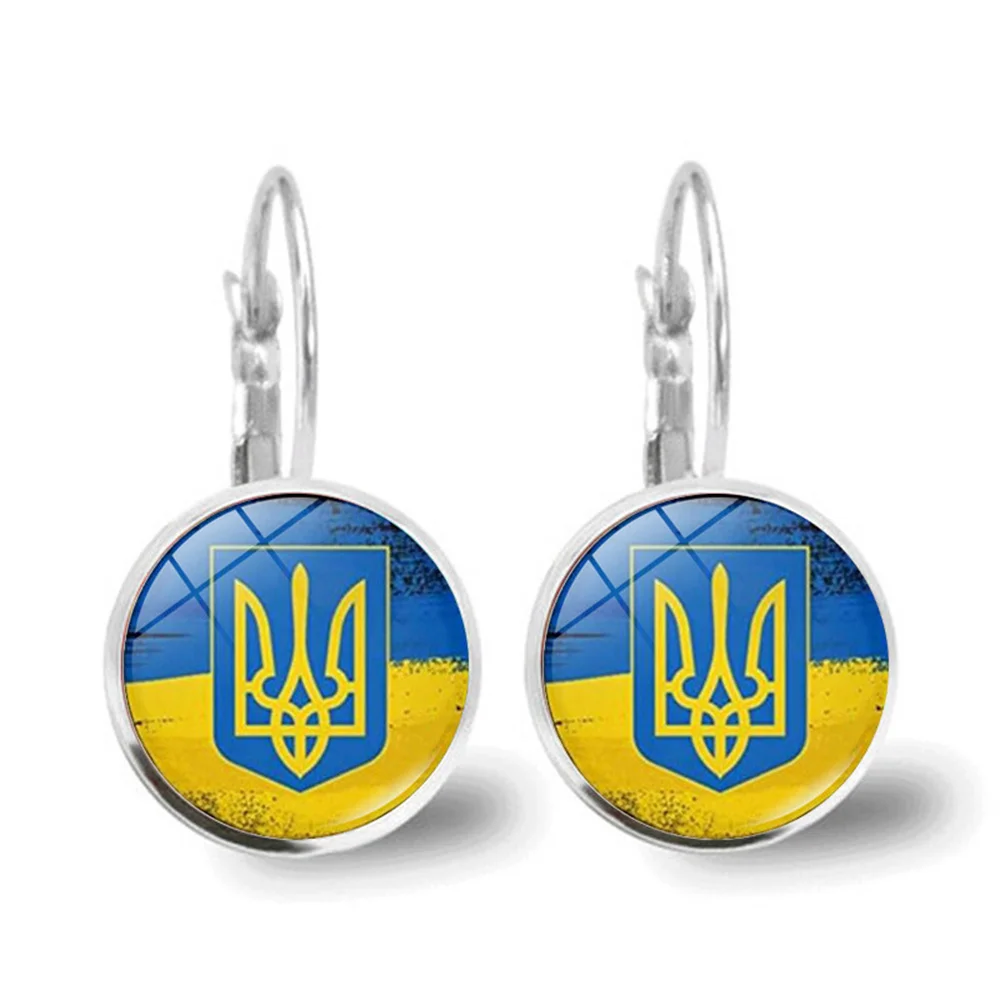 

Ukraine Flag Drop Earrings For Women Glass Cabochon Ukrainian National Symbol Earrings Jewelry Flag Hook Earrings Fashion Gifts
