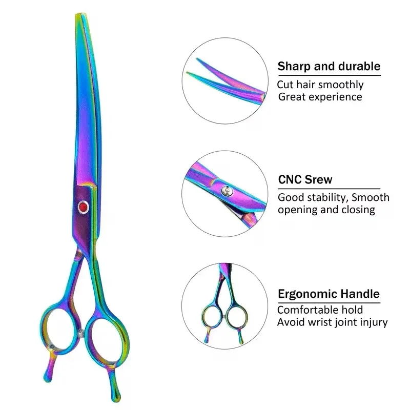 Профессиональные ножницы для груминга домашних животных 7 5 дюйма изогнутые