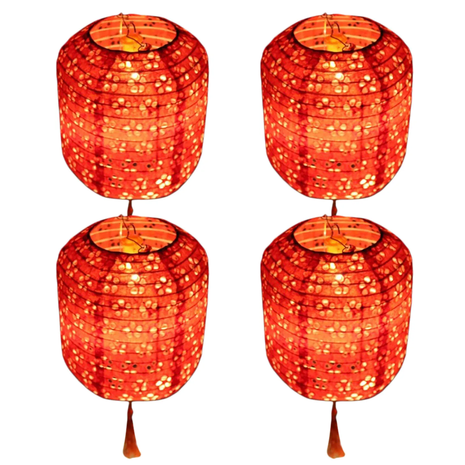 

4PCS Paper Lanterns With Lights 4 Pieces Paper Lantern With Light LED Party Lantern Decorations For Party Red/White