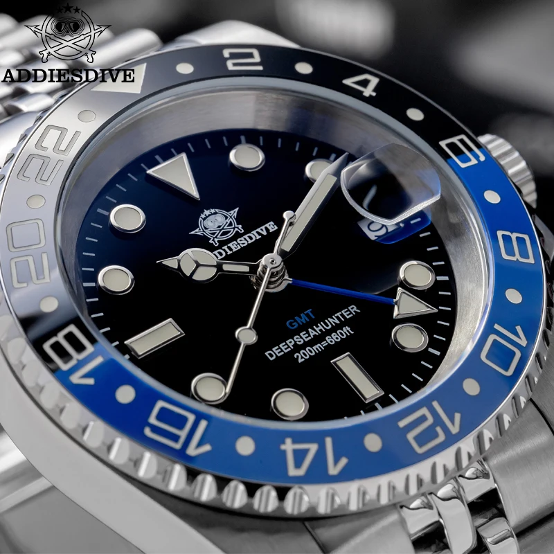 Фото ADDIESDIVE GMT часы для мужчин классические швейцарские Ronda 515-24H кварцевые часы из нержавеющей стали 200 м водонепроницаемые часы новые Reloj Hombre №3
