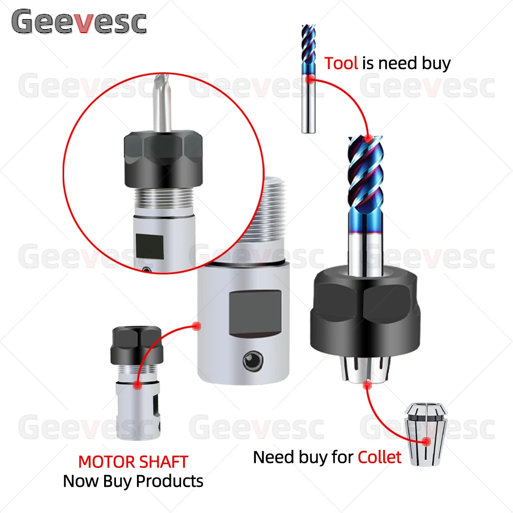 ER8 ER11 ER16 ER20 ER25 патрон цанговый шпиндель DIY удлинитель вала двигателя Шпиндельный