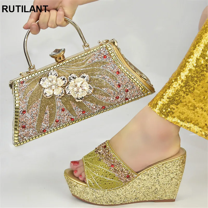 

Новейший дизайн, итальянская стандартная обувь с подходящими сумками, высококачественный комплект для вечерние, комплект из женской сумки и обуви, Италия