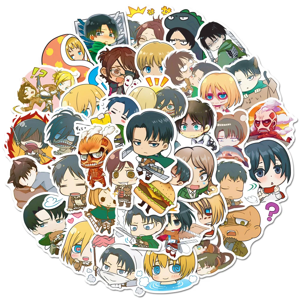 

10/30/50pcs Cartoon Anime Attack on Titan Waterproof Stickers Laptop Motorcycle Phone Luggage Decoration Sticker for Kids Toy